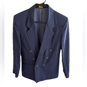 VTG! Made in USA Michael James Navy Double-Breasted Blazer.